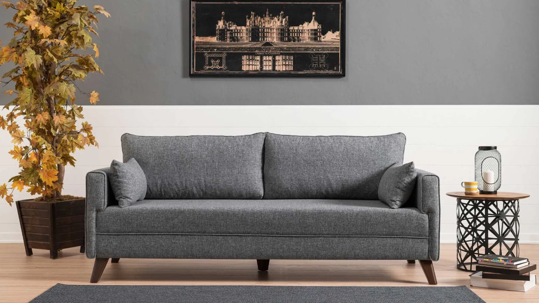 Bella 3-Sitzer-Schlafsofa | HOLZ-/MDF-RAHMEN | Grau