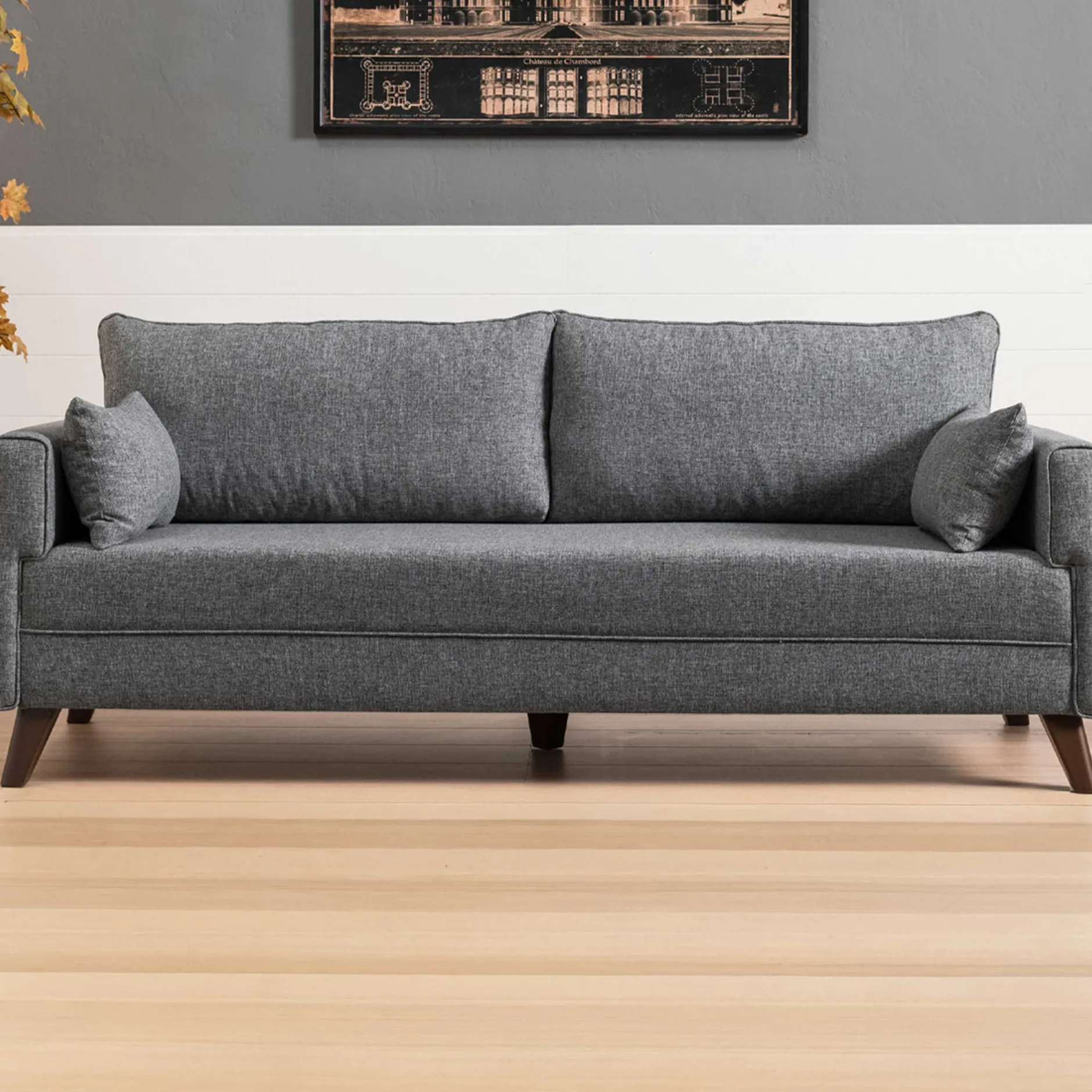 Bella 3-Sitzer-Schlafsofa | HOLZ-/MDF-RAHMEN | Grau