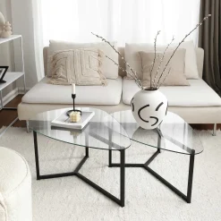 Bellisimo Couchtisch-Set | METALLRAHMEN | Mattschwarz