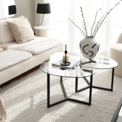 Bellisimo Couchtisch-Set | METALLRAHMEN | Mattschwarz