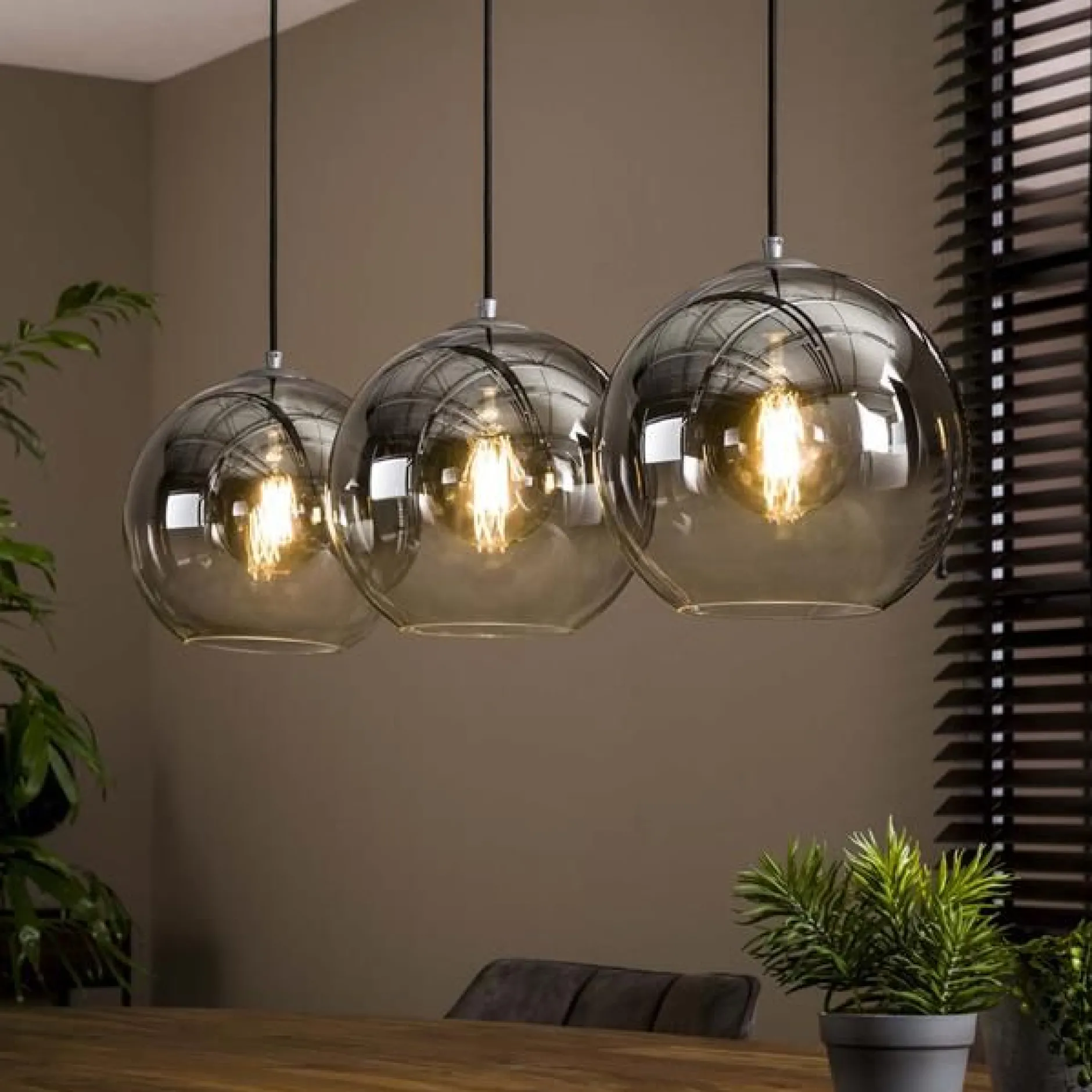 Bessy Hängeleuchte 3 Lampenschirme-Altsilber