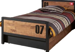 Bett Alex 90x200cm (inkl. Lattenrost) mit Bettkasten - braun/schwarz