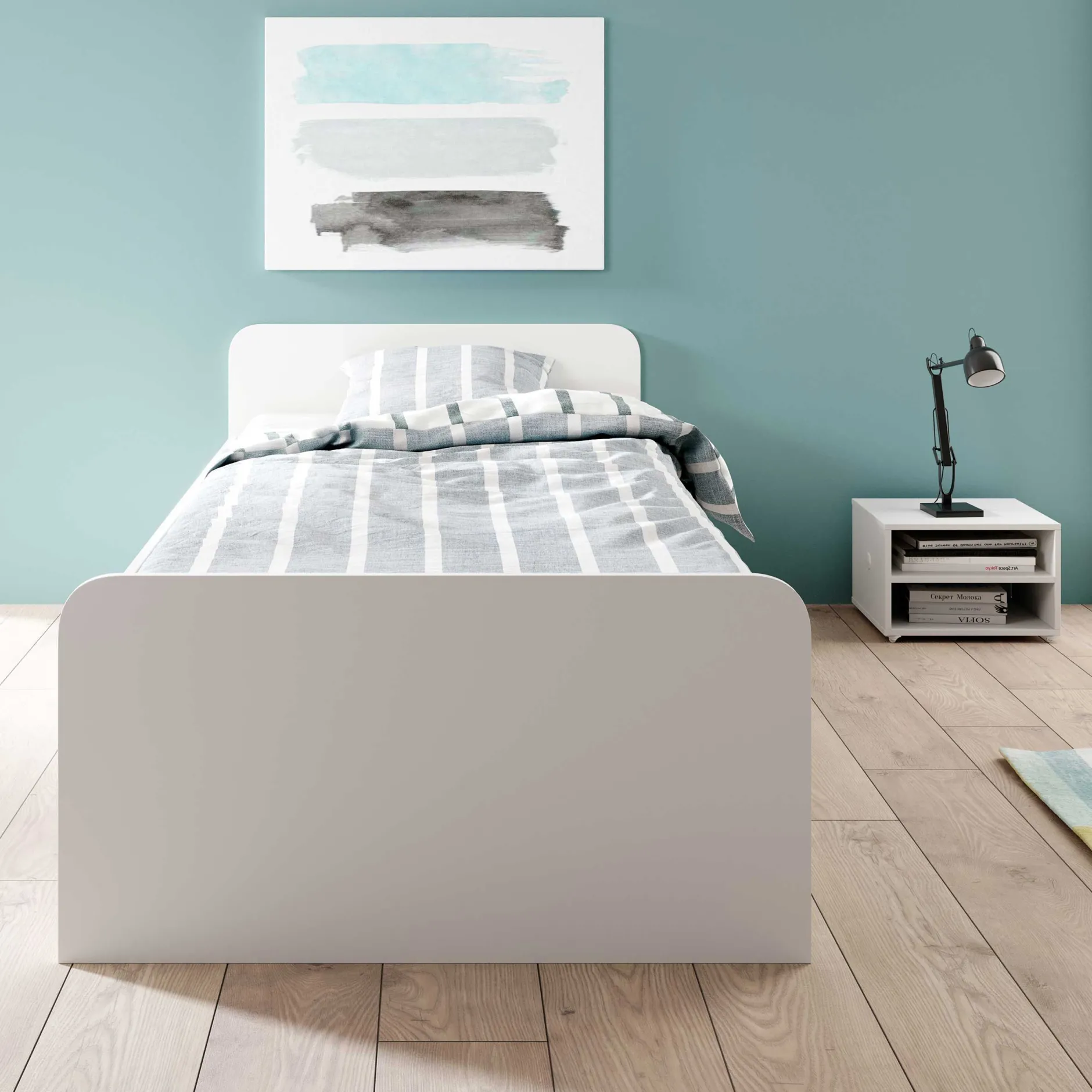 Bett Barko 90x200 mit 3 Schubladen - weiß