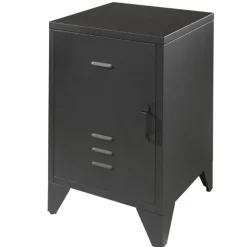 Bett Bronxx Metall 90x200 (inkl. Lattenrost) mit Nachttisch - mattschwarz