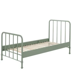Bett Bronxx Metall 90x200 (inkl. Lattenrost) mit Nachttisch - matt olivgrün