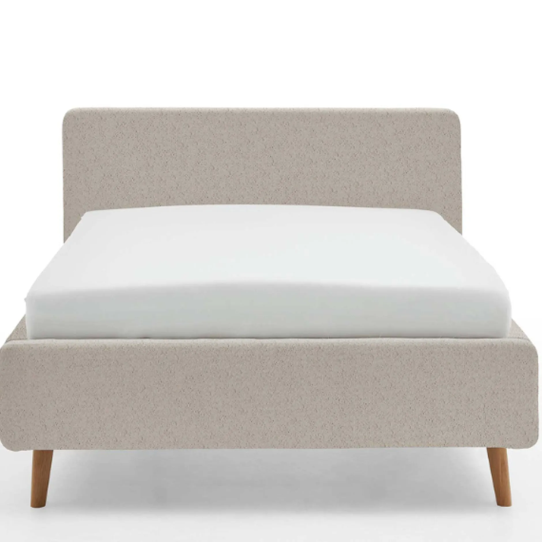 Bett Dalila 140x200cm teddy stoff mit aufbewahrung - beige