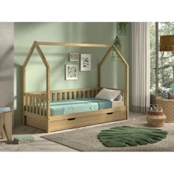 Bettgestell Home - 90x200 cm - mit Gitter - mit Bettschublade - Eiche