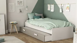Bettkasten Tidelle matt weiß/beige