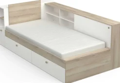 Bett Liva 90 x 190/200 cm-Kronberg Eiche/Mattweiß