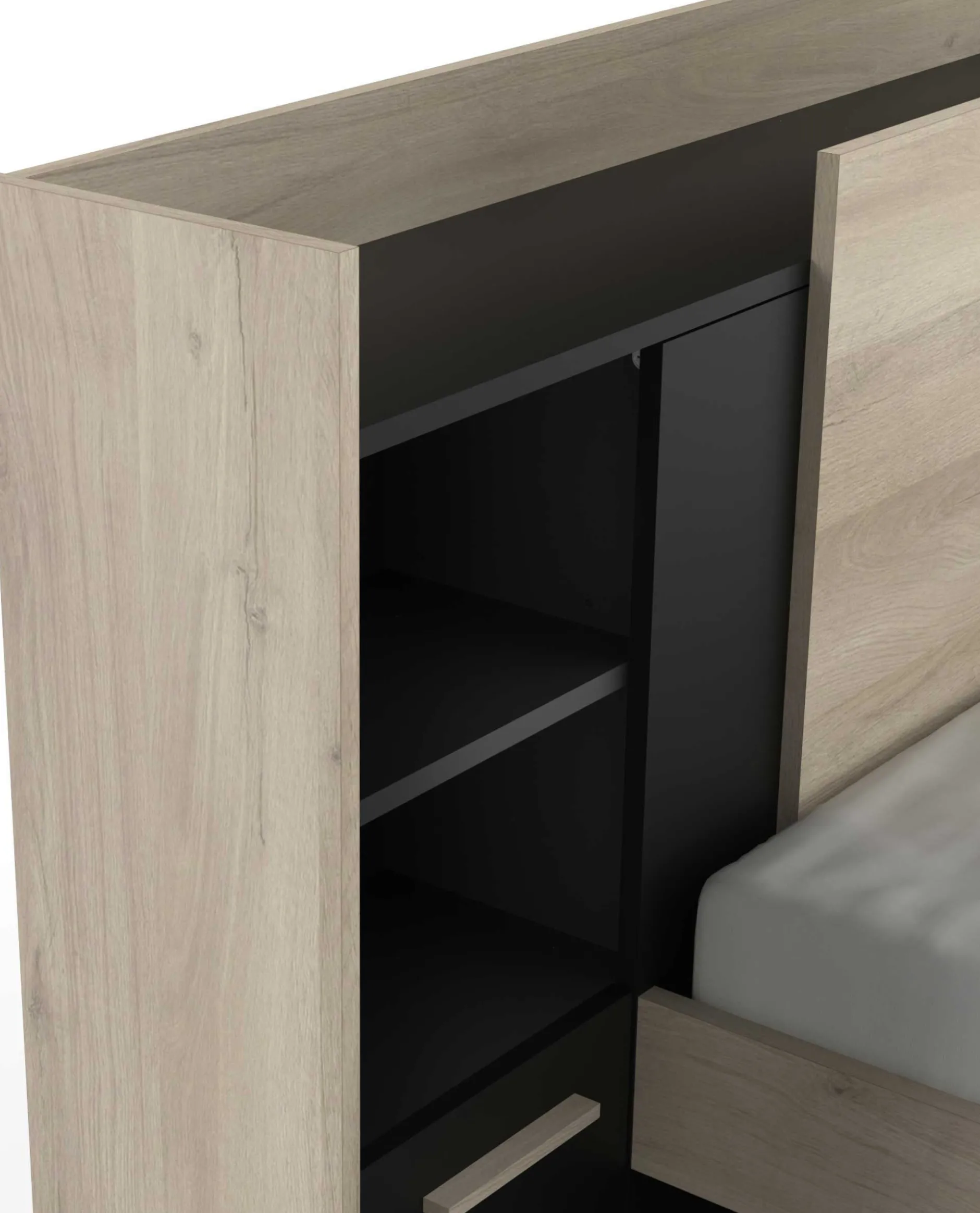 Bett Liva 90 x 190 cm-Kronberg Eiche/mattschwarz