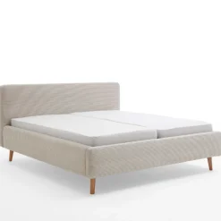 Bett Madras 160x200cm mit Lagerung Rippe Samt - beige