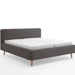 Bett Madras 160x200cm mit Lagerung Rippe Samt - grau