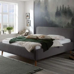 Bett Madras 160x200cm mit Lagerung Rippe Samt - grau