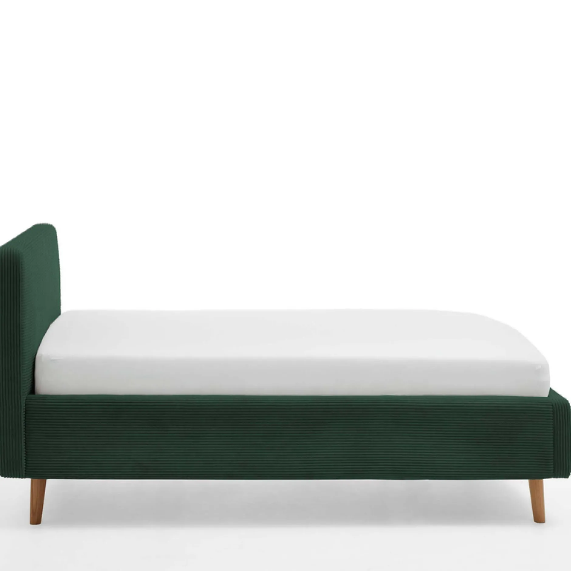 Bett Madras 140x200cm mit Stauraum Rippe Samt - dunkelgrün