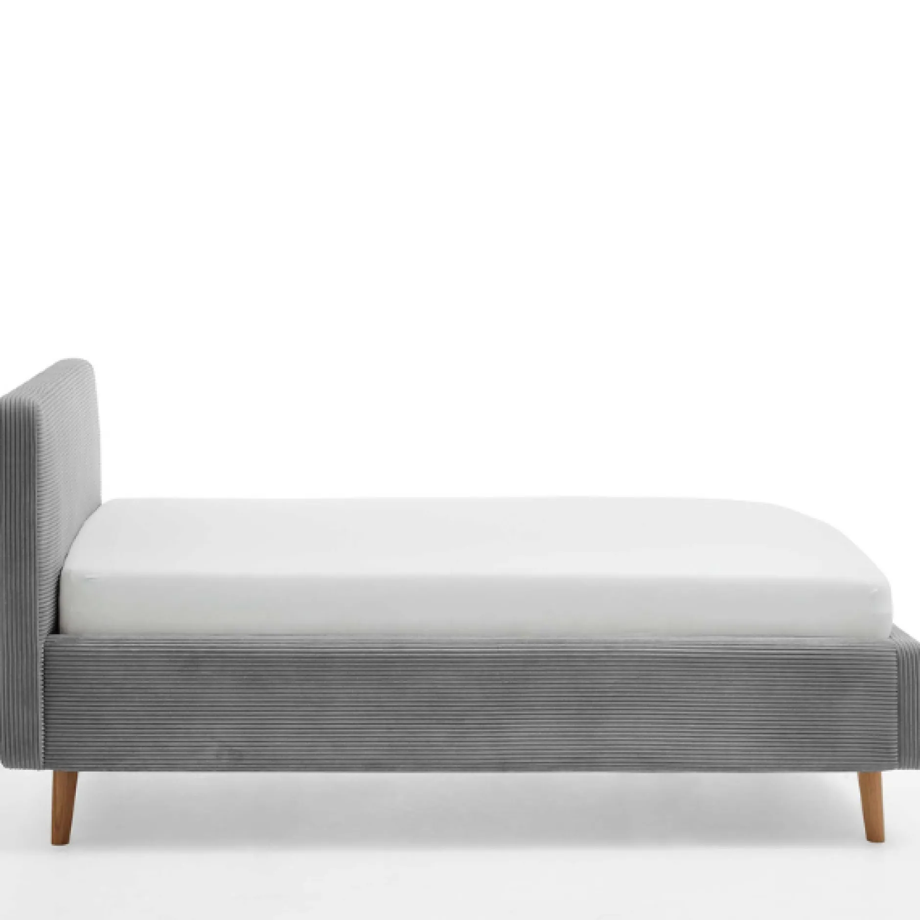 Bett Madras 140x200cm mit Stauraum Rippe Samt - grau