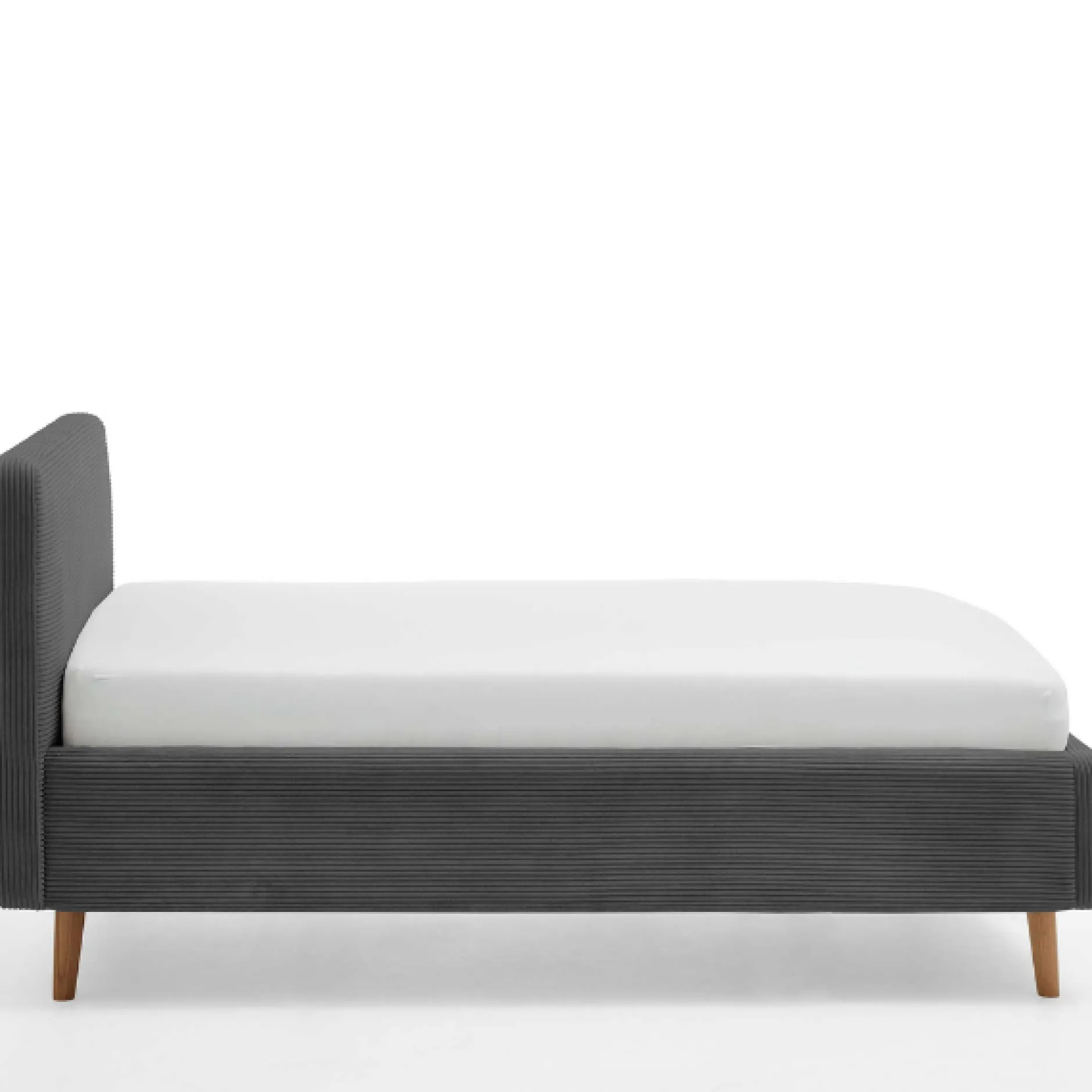 Bett Madras 140x200cm mit Stauraum Rippe Samt - anthrazit