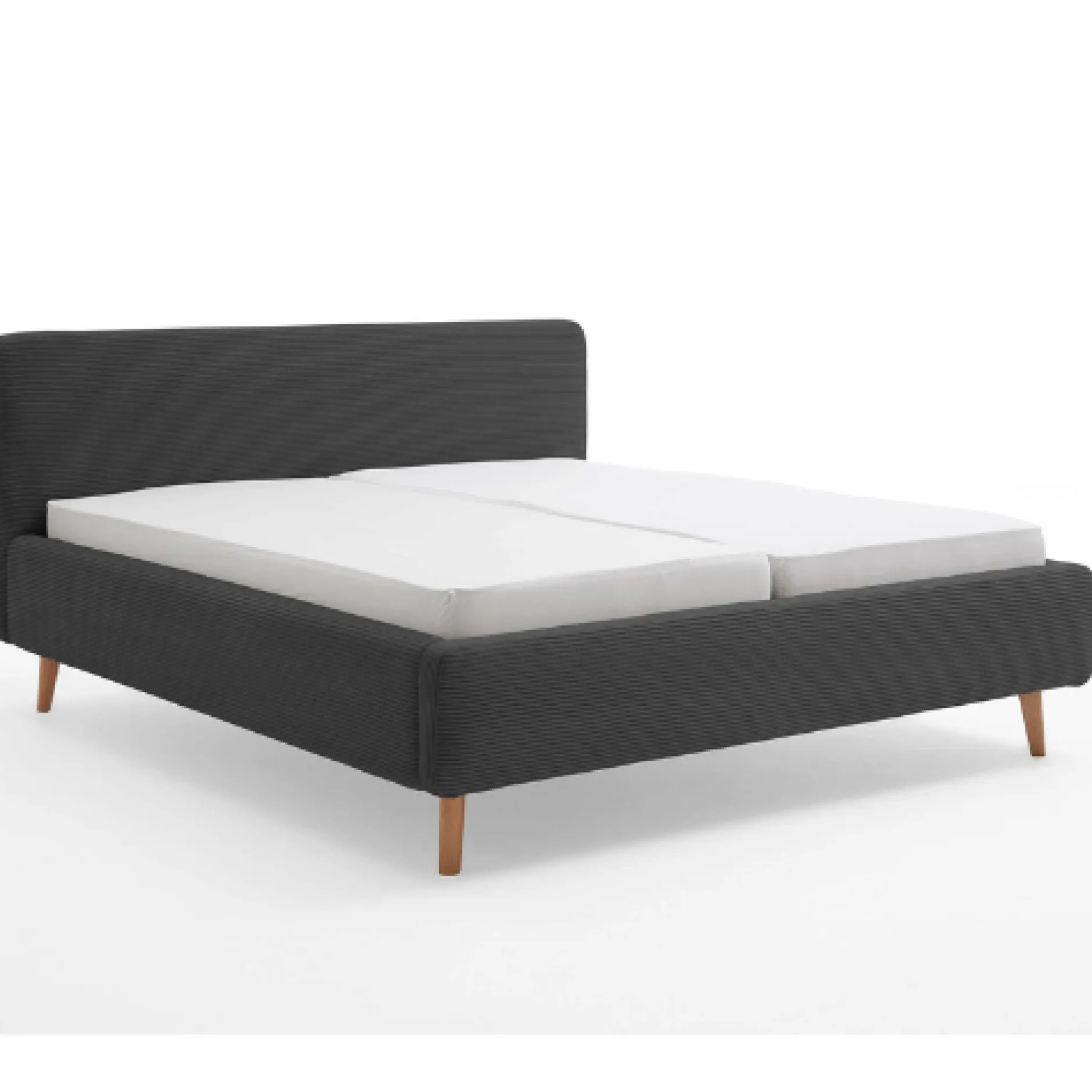 Bett Madras 180x200cm mit Stauraum Rippe Samt - anthrazit