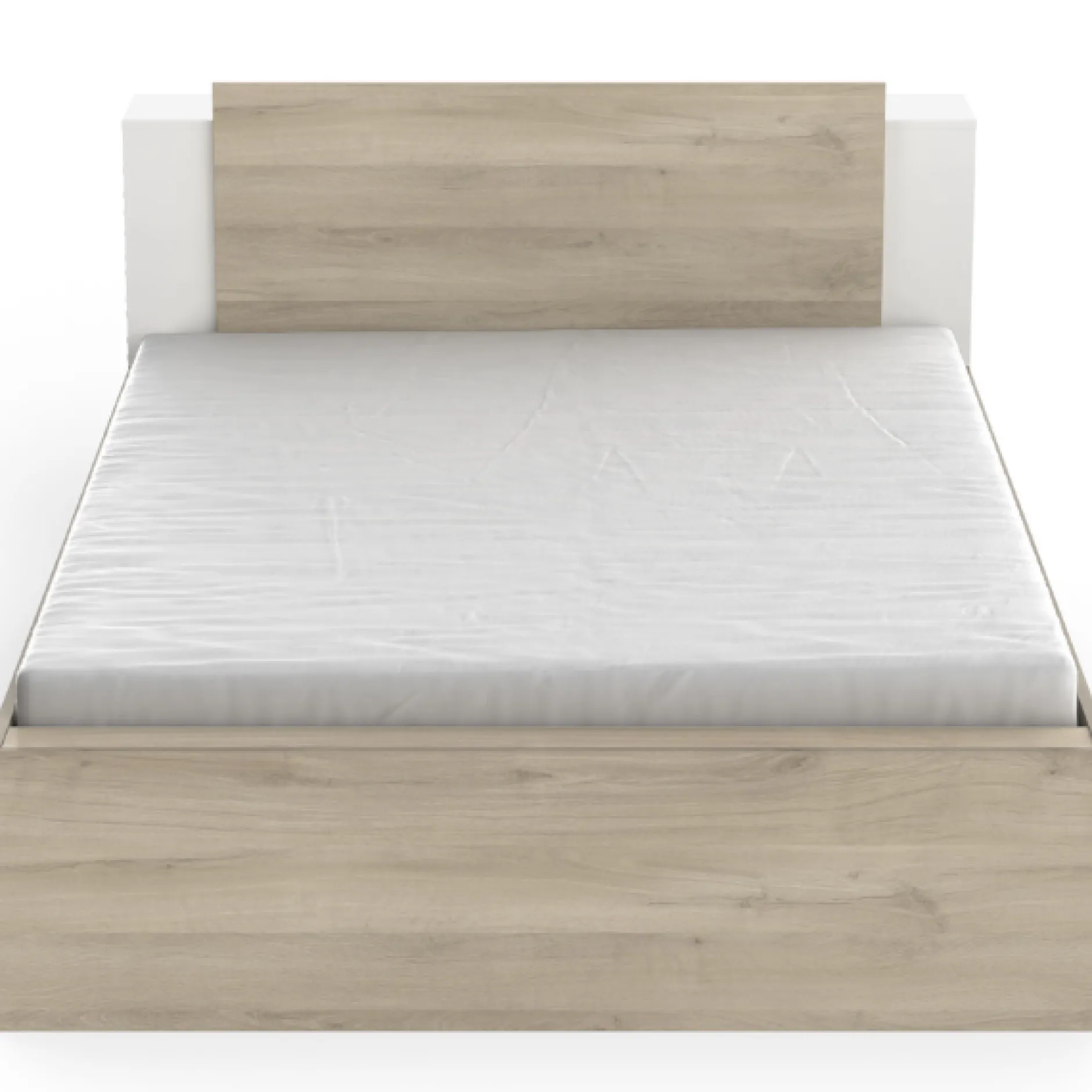 Bett Maura mit Stauraum 140 x 190cm/200 cm-Kronberg Eiche/Mattweiß