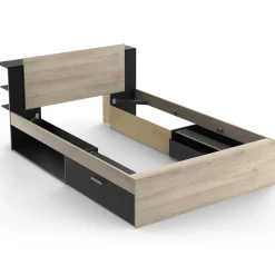 Bett Maura mit Stauraum 140 x 190cm/200 cm-Kronberg Eiche/Mattschwarz