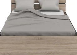 Bett Micheline 140 x 190 cm-gebürstete Eiche/mattschwarz