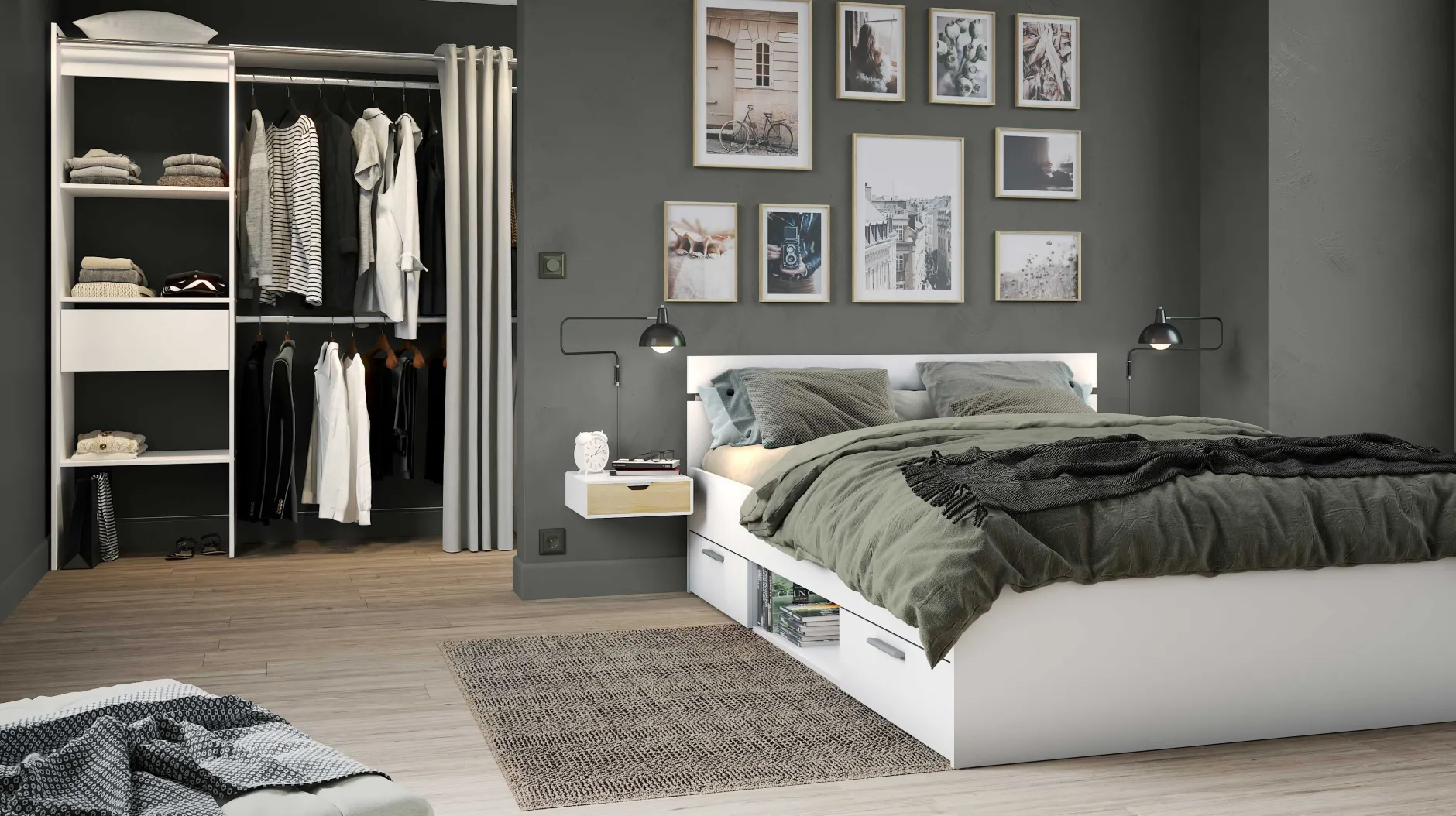 Bett Micheline 140 x 190 cm-matt weiß