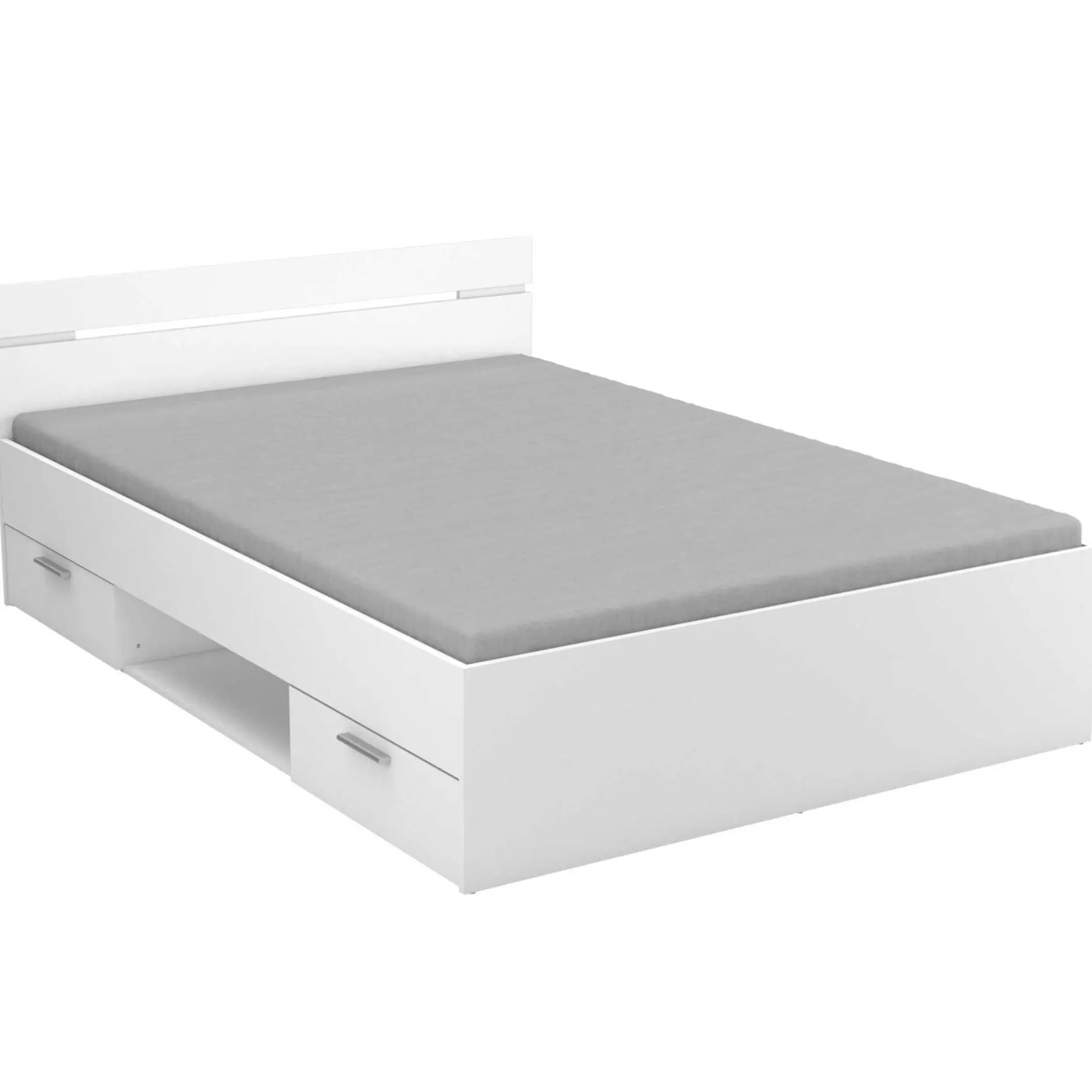 Bett Micheline 140 x 200 cm mit Stauraum -matt weiß