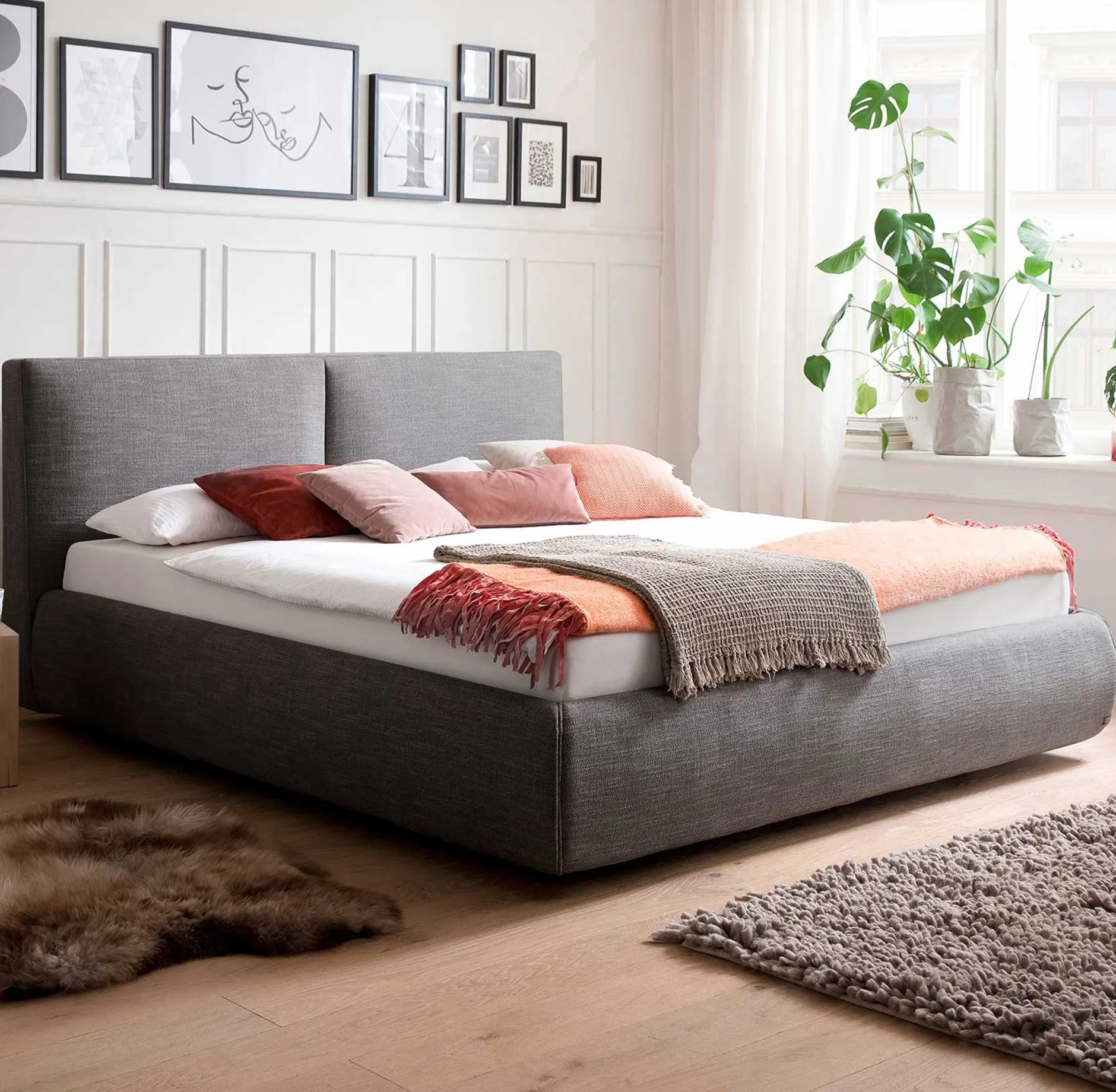 Bett mit Stauraum Celine 180x200 - anthrazit
