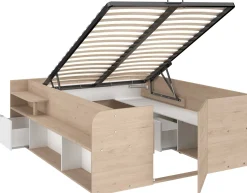 Bett mit Stauraum Taravel 140x200 - Jackson Eiche/Weiß