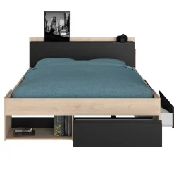 Bett Most 140x190/200cm mit Schubladen - schwarz