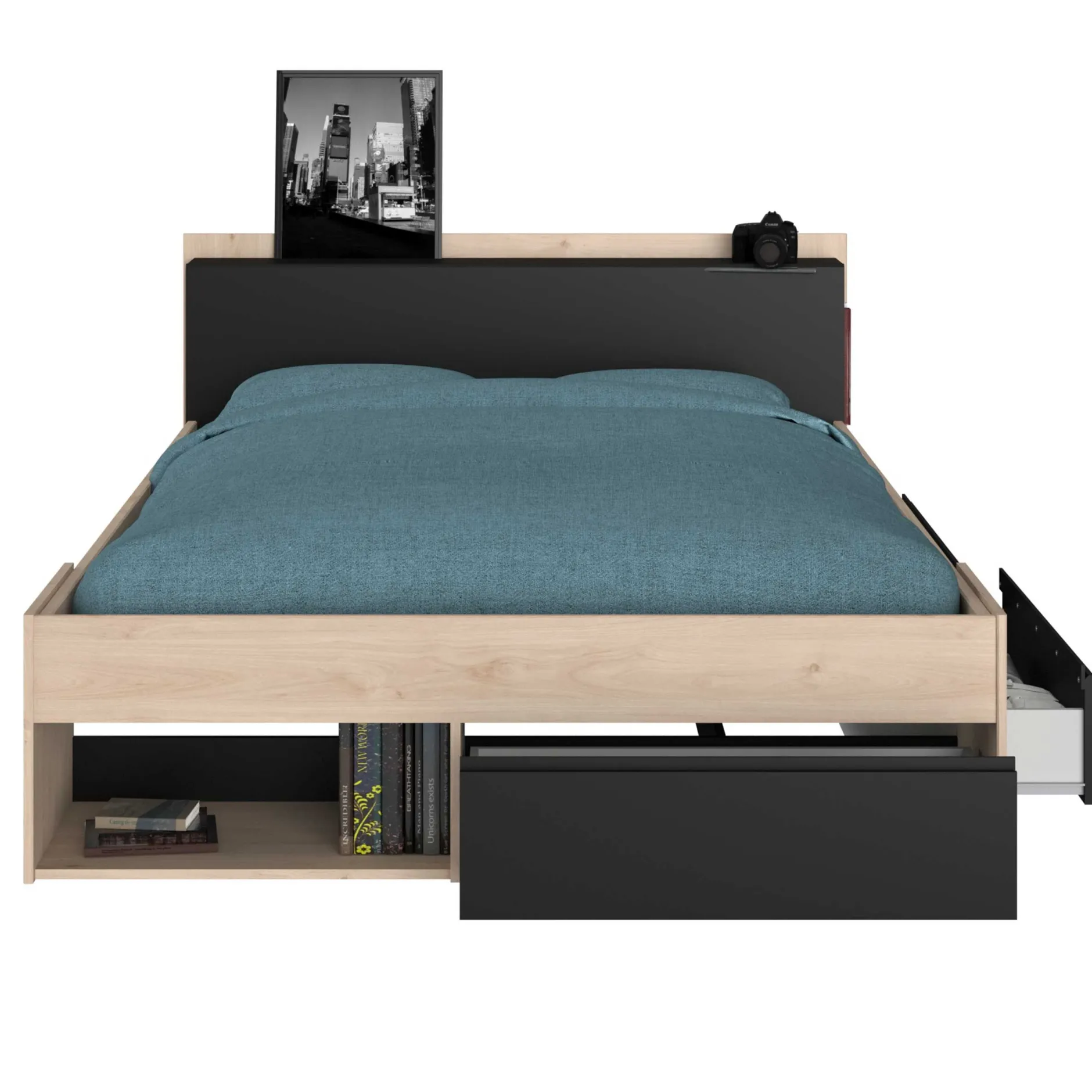 Bett Most 140x190/200cm mit Schubladen - schwarz