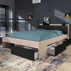 Bett Most 140x190/200cm mit Schubladen - schwarz
