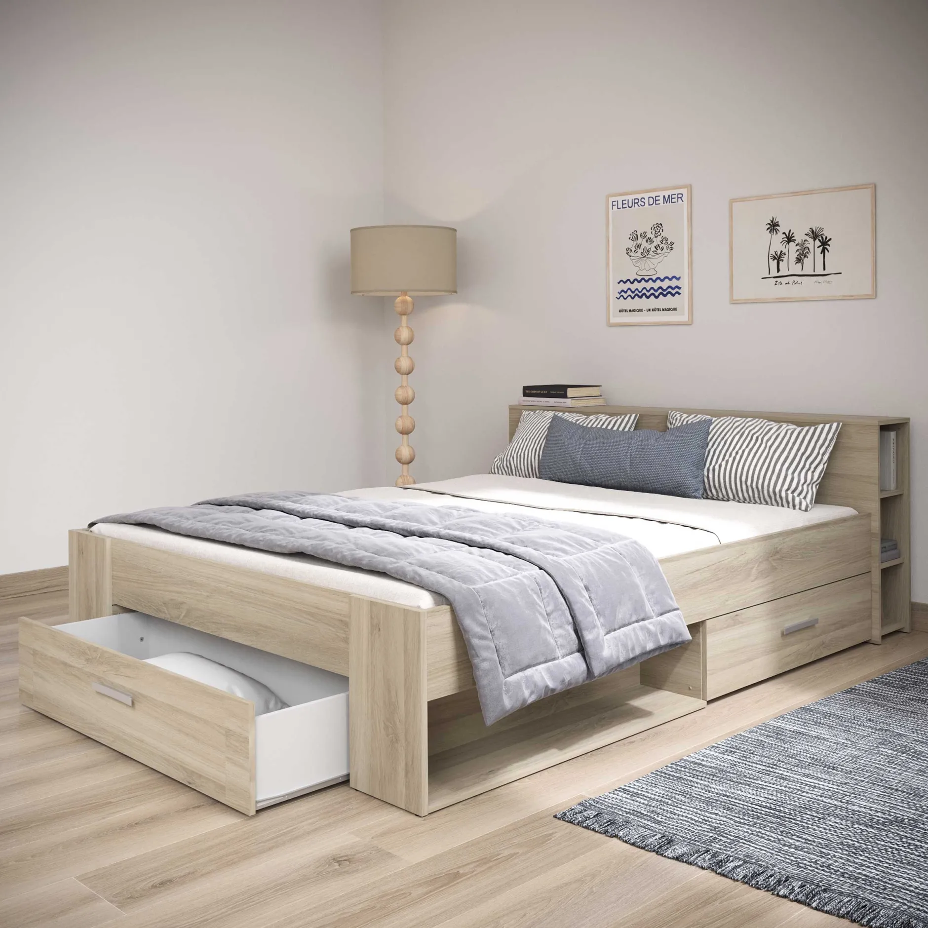 Bett Polly 160 x 200 cm-Kronberger Eiche