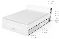 Bett Polly 160 x 200 cm-matt weiß
