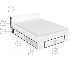Bett Polly 140 x 190 cm-matt weiß