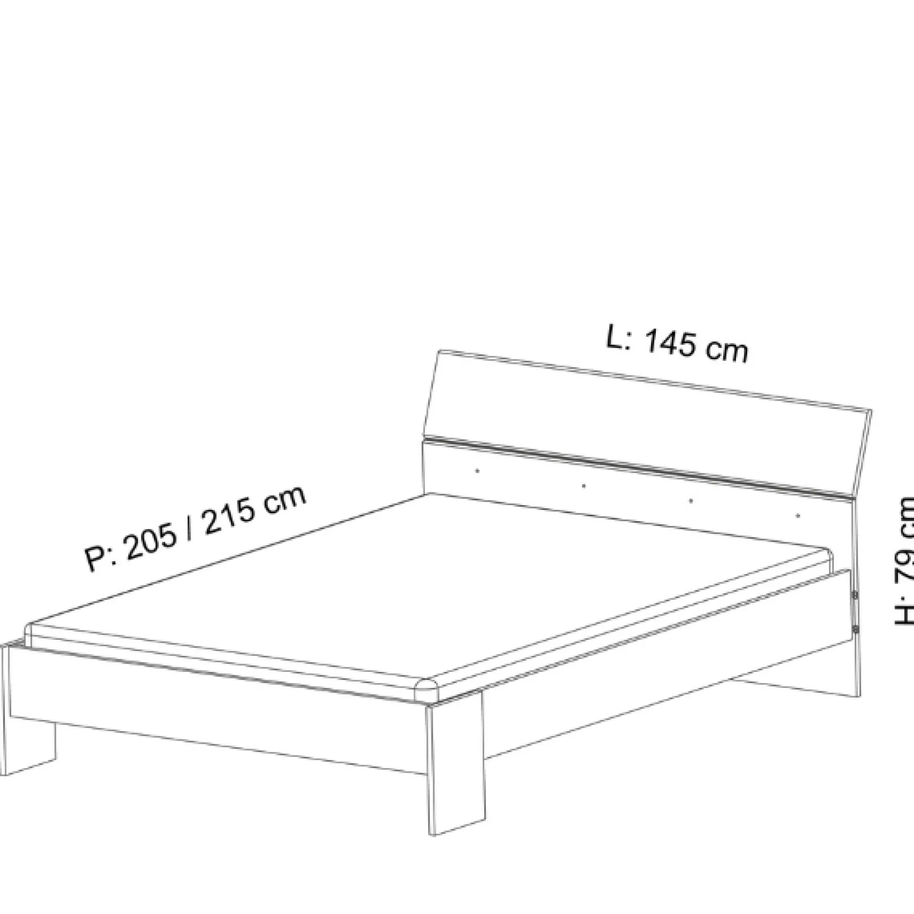 Bett Prya 140 x 190/200 cm-Shannon Eiche
