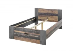 Bett Rudi 140x200 mit 1 Schublade - alter Stil/Beton