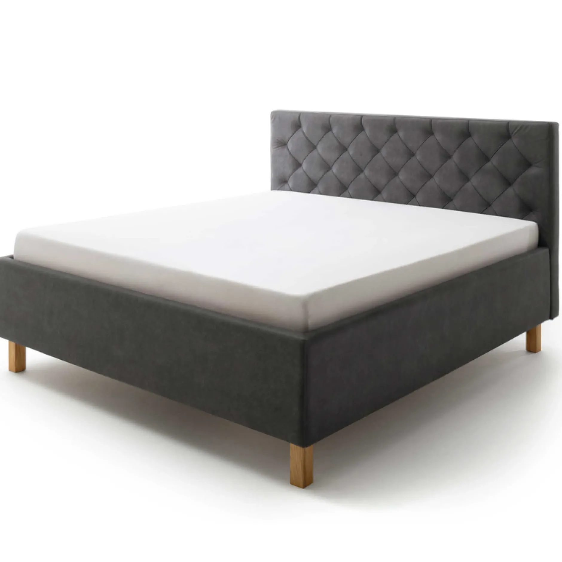 Bett San Marino 160x200cm mit Stauraum Kunstleder - anthrazit/eik
