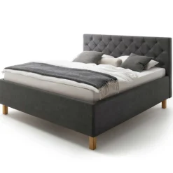 Bett San Marino 160x200cm mit Stauraum Kunstleder - anthrazit/eik