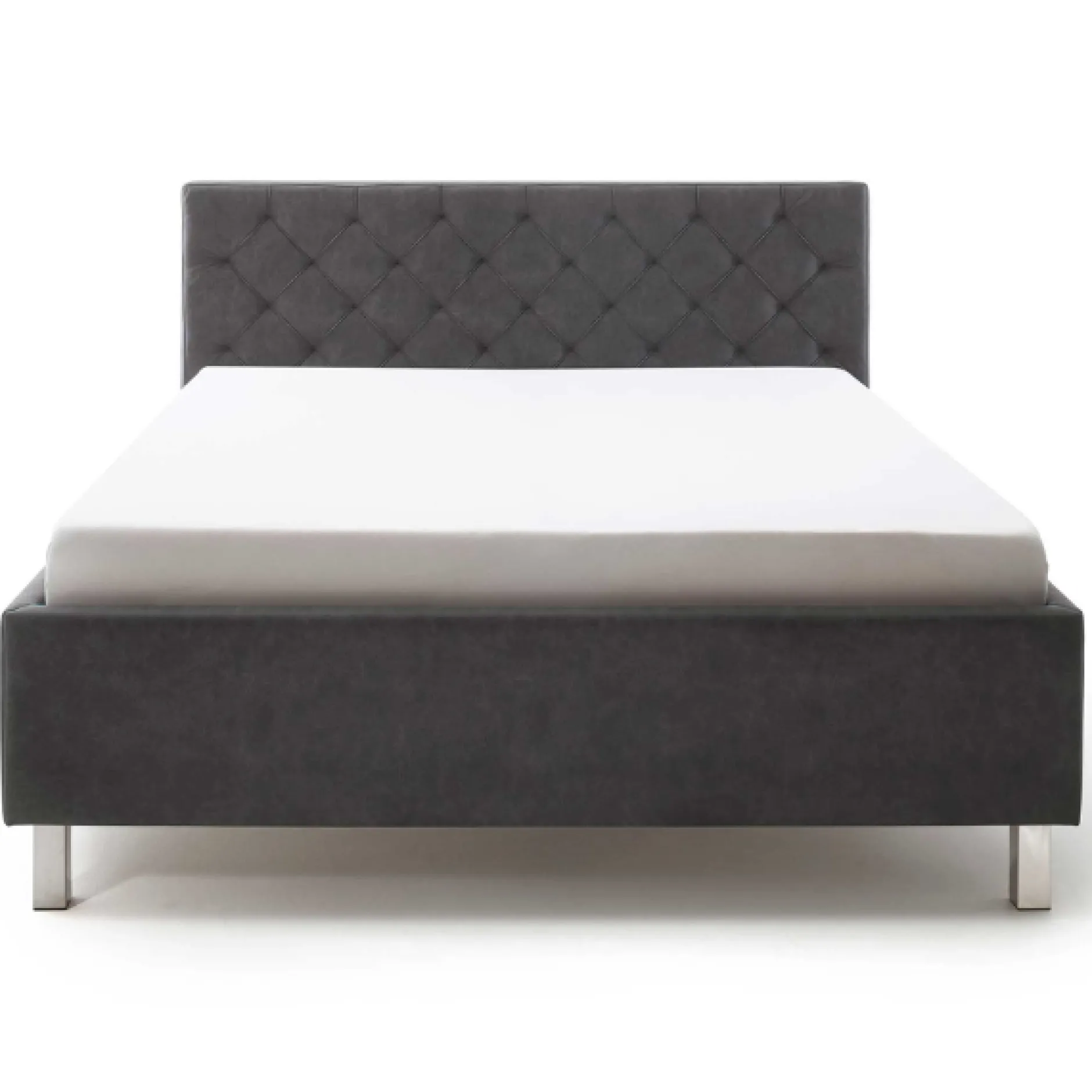 Bett San Marino 160x200cm mit Stauraum Kunstleder - anthrazit/chrom