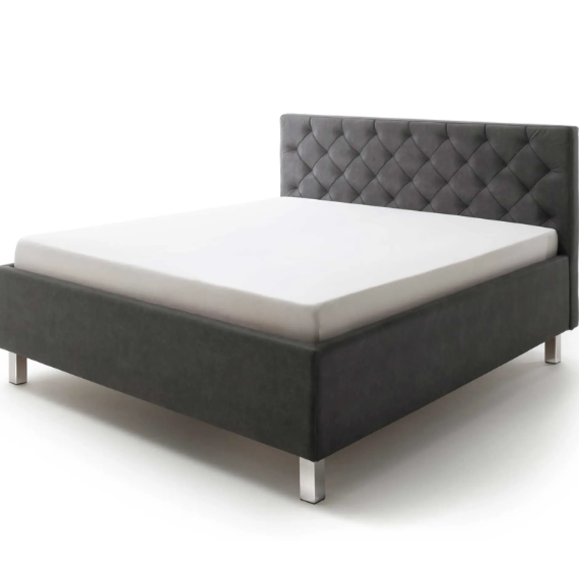 Bett San Marino 160x200cm mit Stauraum Kunstleder - anthrazit/chrom