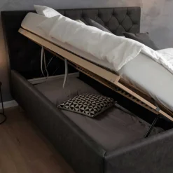 Bett San Marino 180x200cm mit Stauraum Kunstleder - anthrazit/schwarz