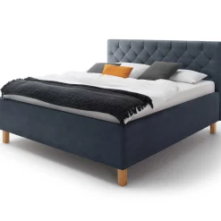 Bett San Marino 160x200cm mit Stauraum Kunstleder - blau/eiche