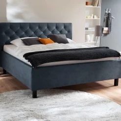 Bett San Marino 180x200cm mit Stauraum Kunstleder - blau/schwarz