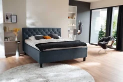 Bett San Marino 180x200cm mit Stauraum Kunstleder - blau/schwarz