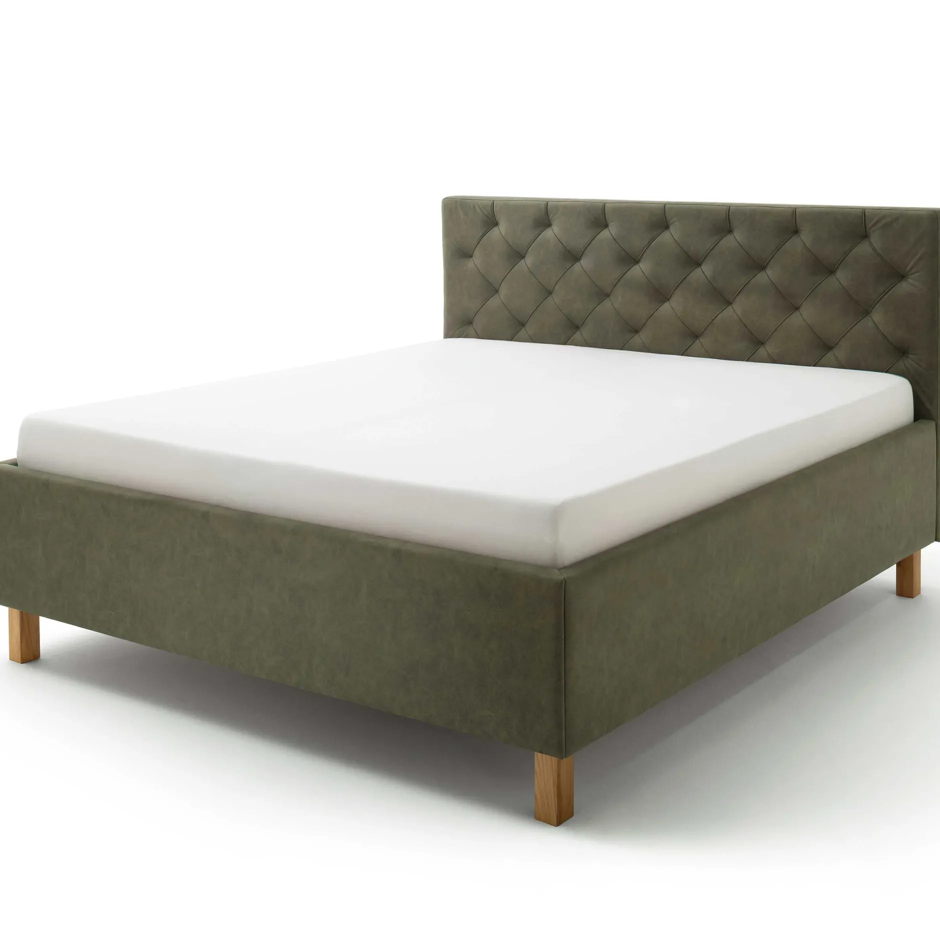 Bett San Marino 160x200cm mit Stauraum Kunstleder - grün/eiche