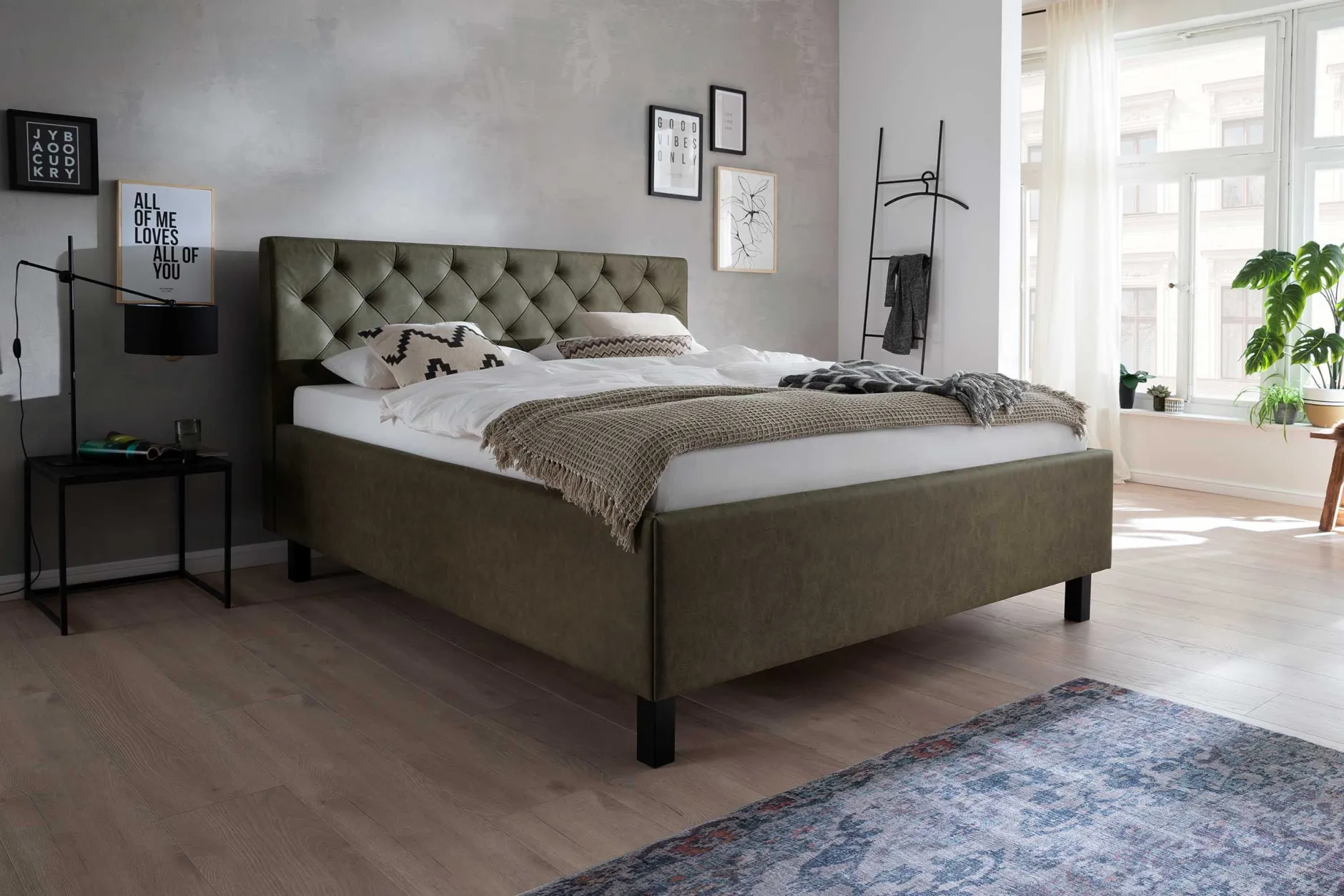 Bett San Marino 180x200cm mit Stauraum Kunstleder - grün/schwarz
