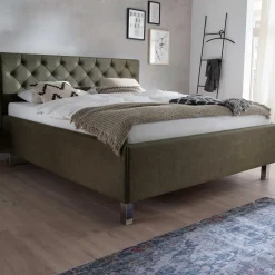 Bett San Marino 180x200cm mit Stauraum Kunstleder - grün/chrom