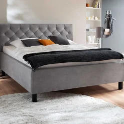 Bett San Marino 160x200cm mit Stauraum Kunstleder - grau/schwarz