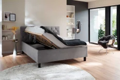 Bett San Marino 180x200cm mit Stauraum Kunstleder - grau/schwarz