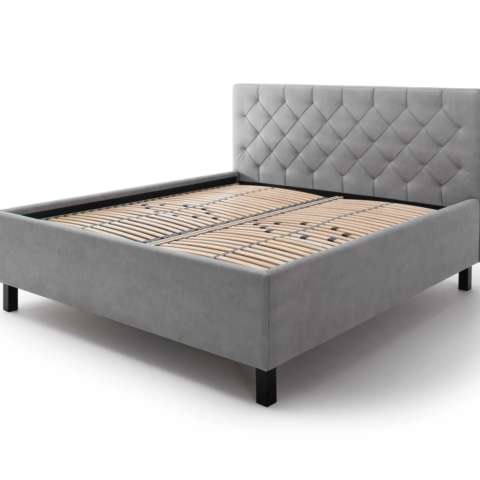 Bett San Marino 180x200cm mit Stauraum Kunstleder - grau/schwarz